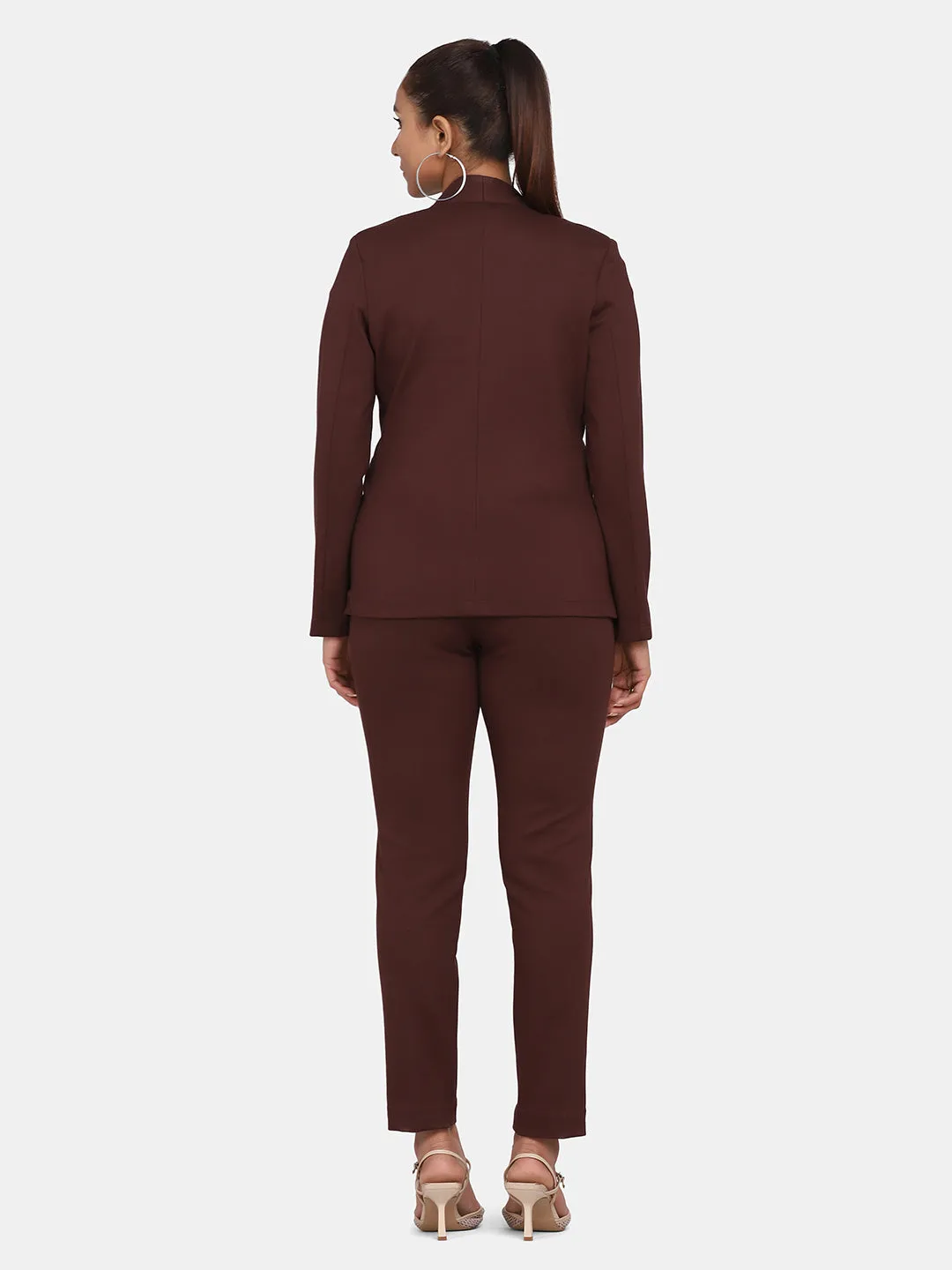 Stretch Pant Suit for Women - Chocolate Brown