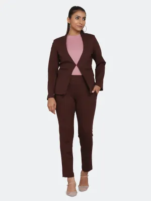 Stretch Pant Suit for Women - Chocolate Brown