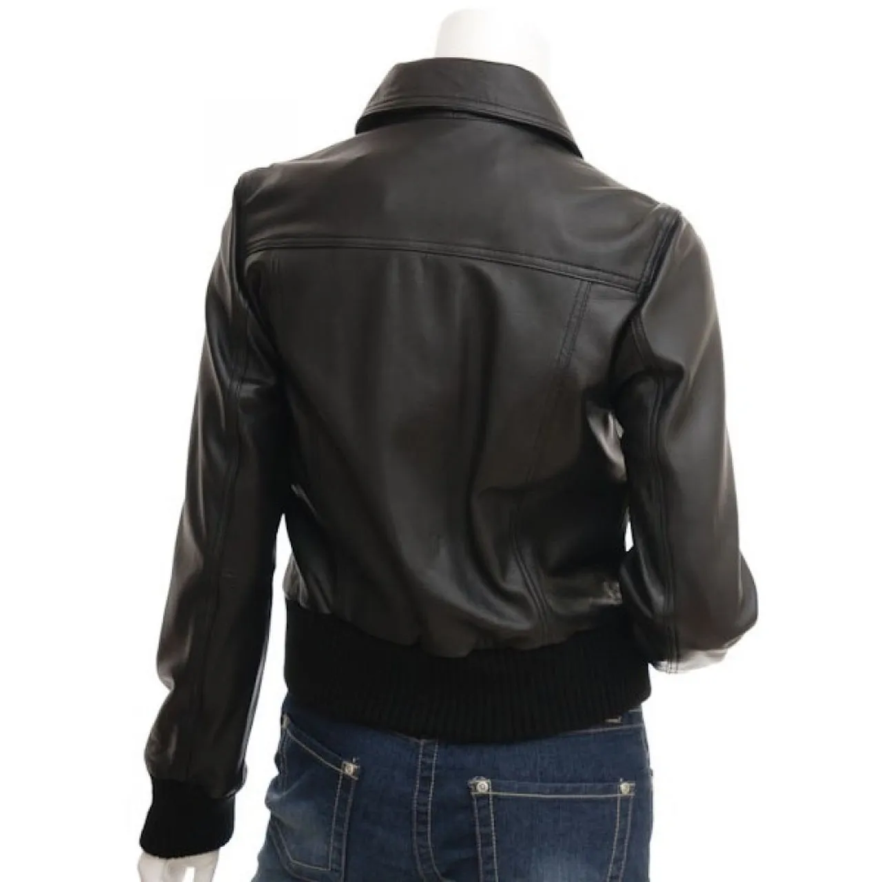 Stylish Black Front Biker Leather Jacket Womens