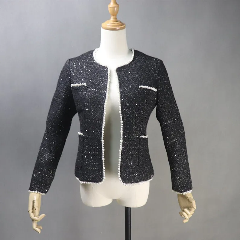 Tailor Made Sequinned Pearls Jacket Coat Blazer