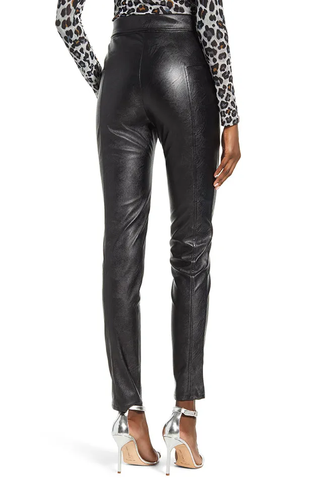 Thea Women's Genuine Leather Stylish Pants Black