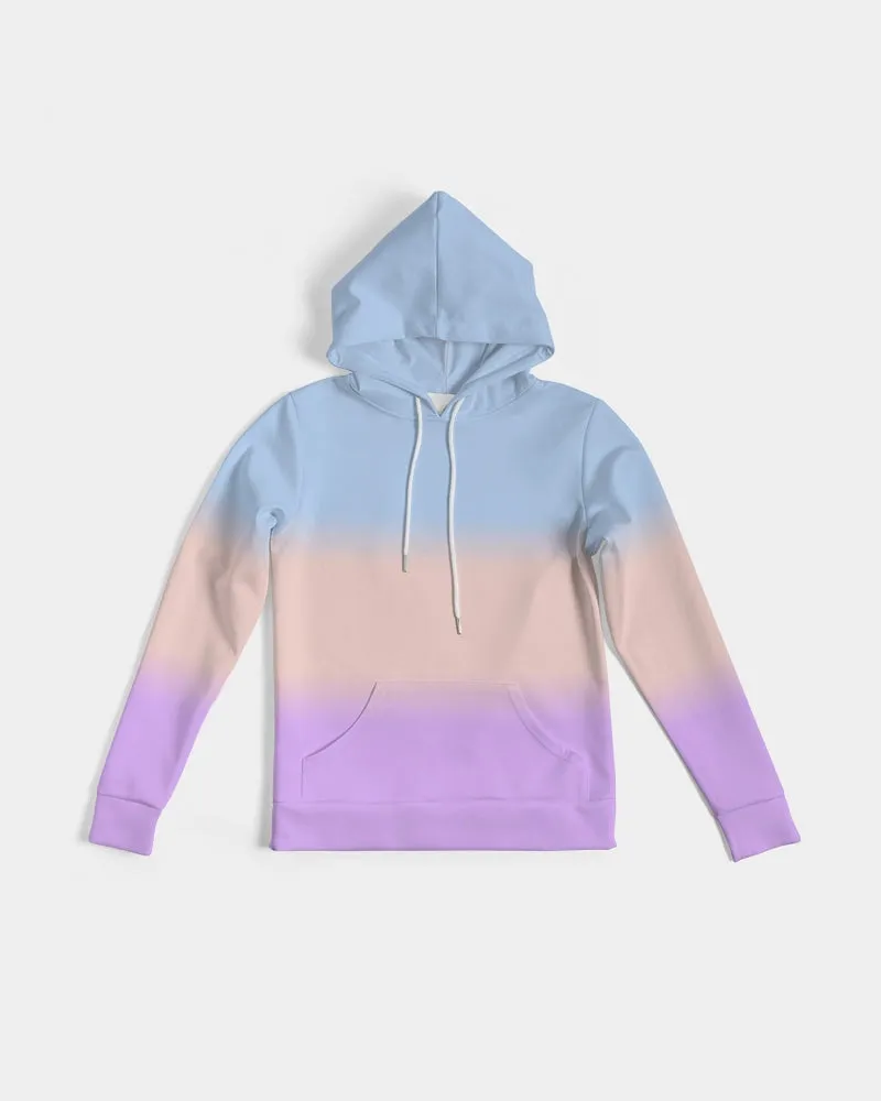 Tie Dye Women Pullover Hoodie, Pastel Blue Pink Gradient Ombre Aesthetic Graphic Hooded Long Sleeve Sweatshirt with Pockets