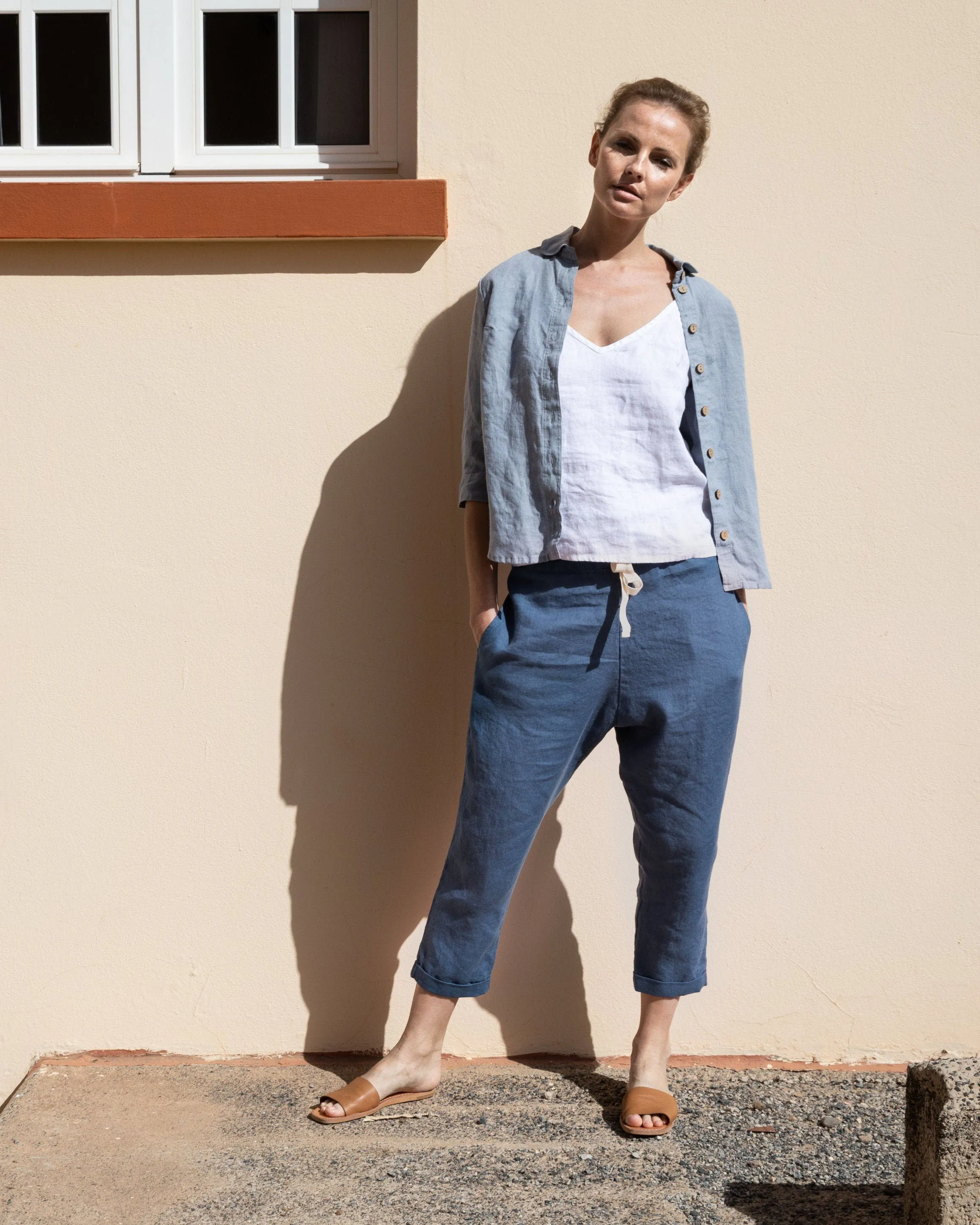 TOLEDO capri linen pants