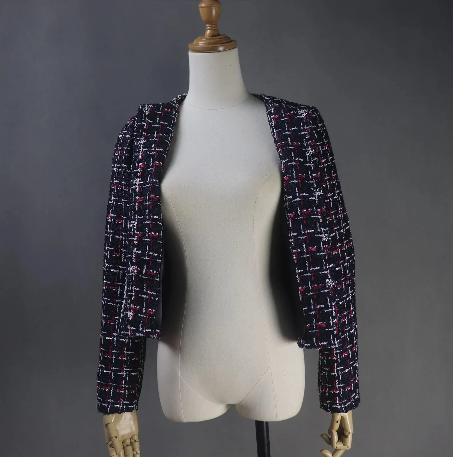 Tweed Navy / Red Jacket Coat Blazer Tailor Made Checked Pattern