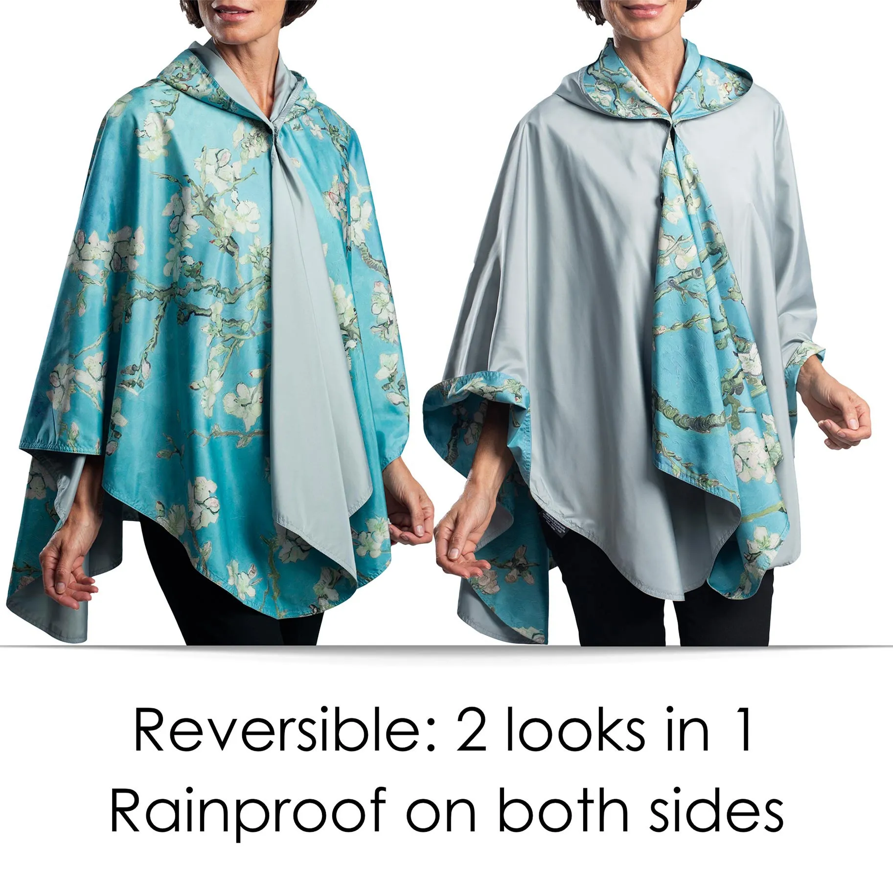 van Gogh Almond Blossom Womens Rain Cape - Rainproof Breathable Rain Poncho