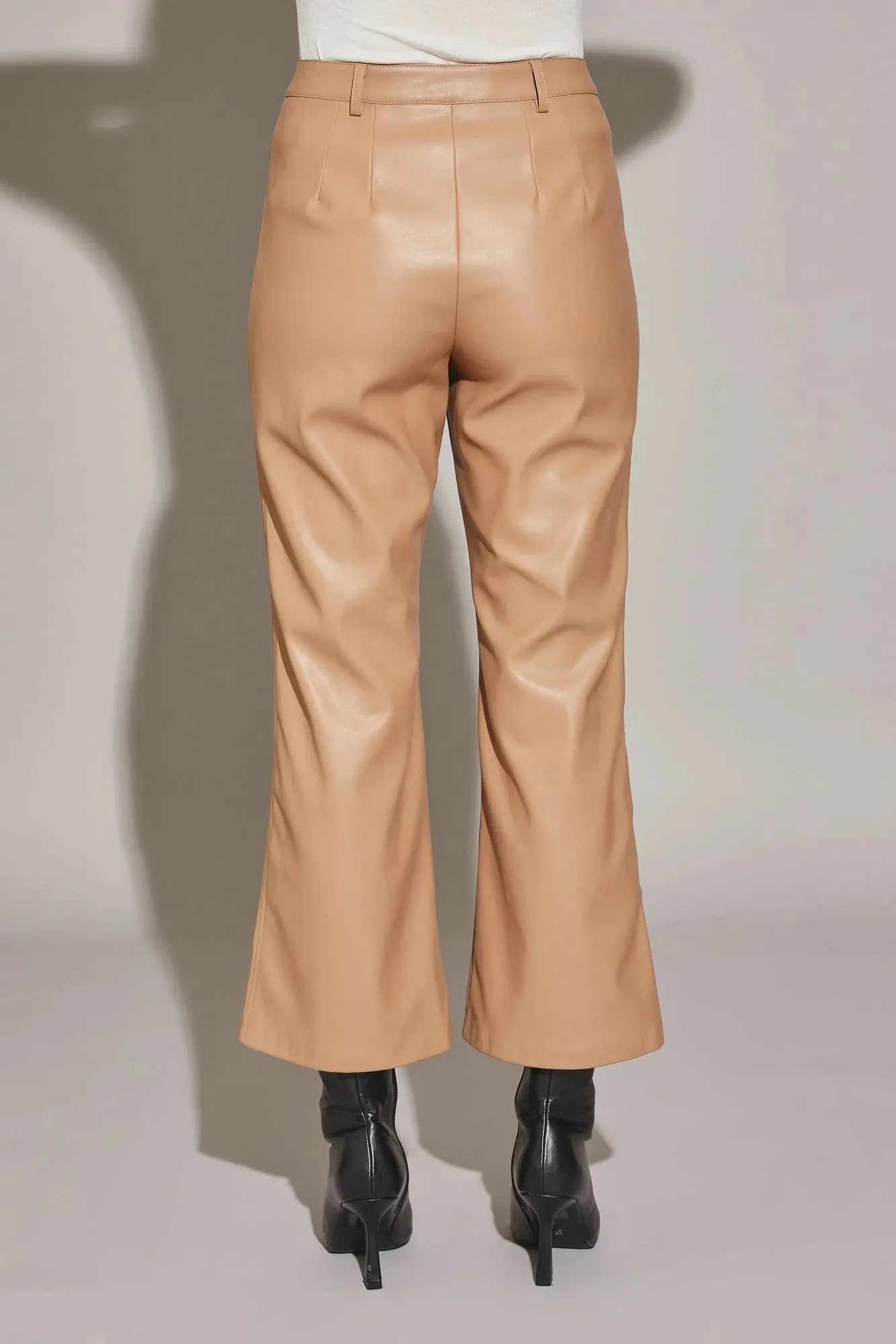 Vegan Leather Pintuck Ankle Pants