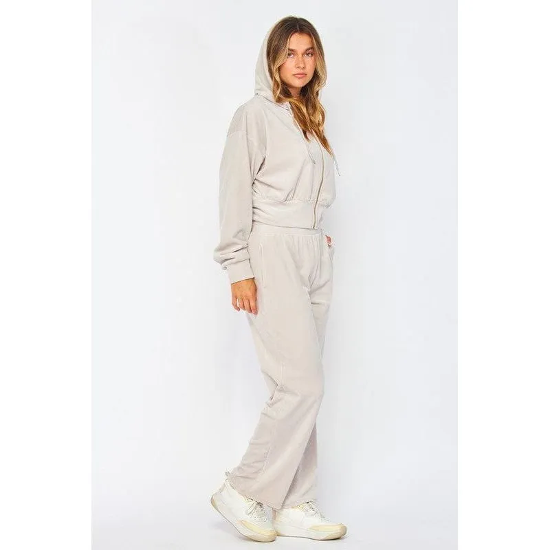 Velour Zip Up Hoodie Pants Jogger Set