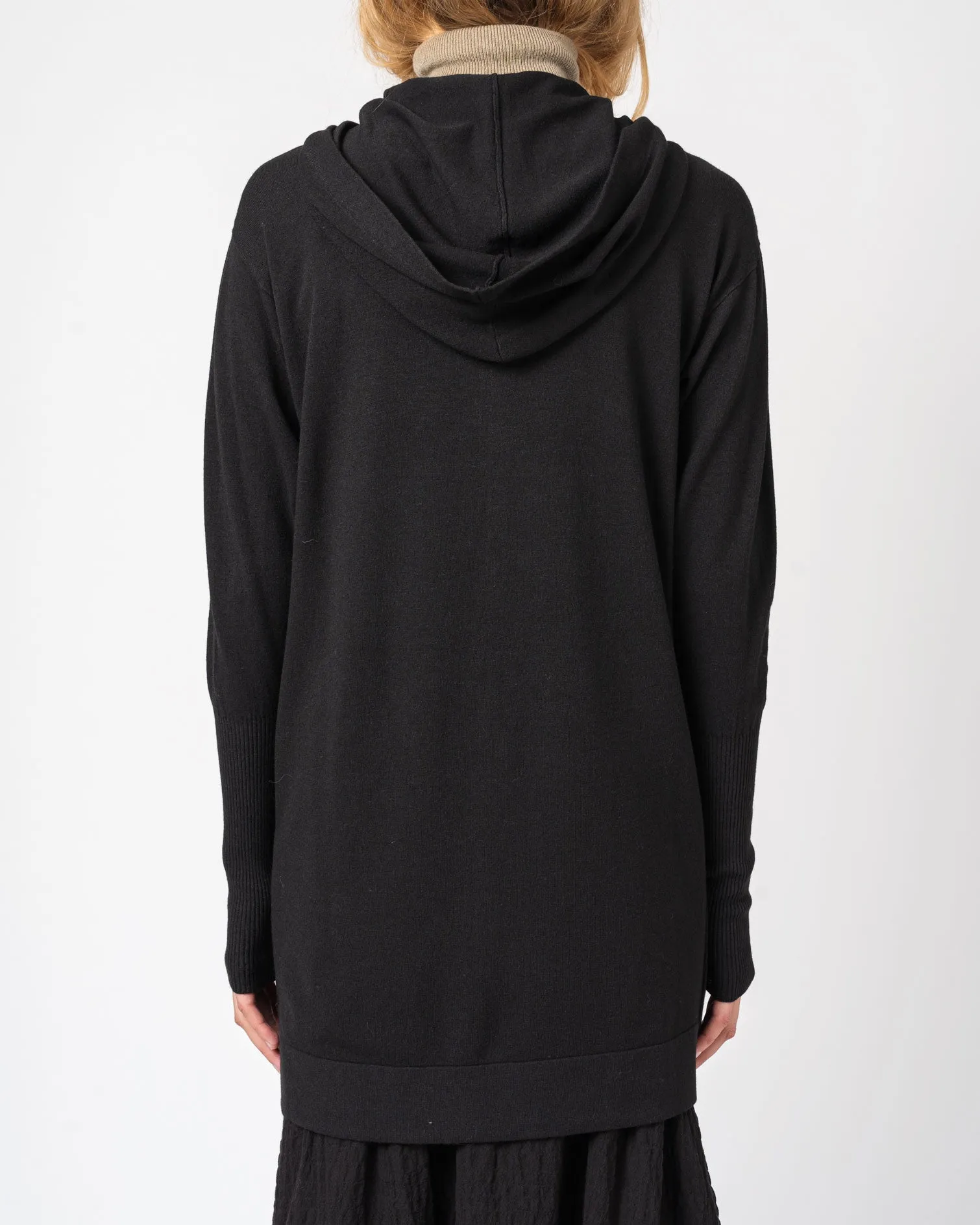 Viscose and Wool Zipped Maxi Hoodie