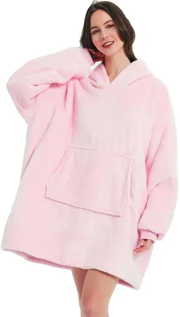 Vivo Technologies Oversized Sherpa Blanket Hoodie, Super Soft Hoodie Blanket with Fleece Wearable Fluffy Hooded Blanket Warm Throw Blanket Sweatshirt Robe for Adults Women Men Kids