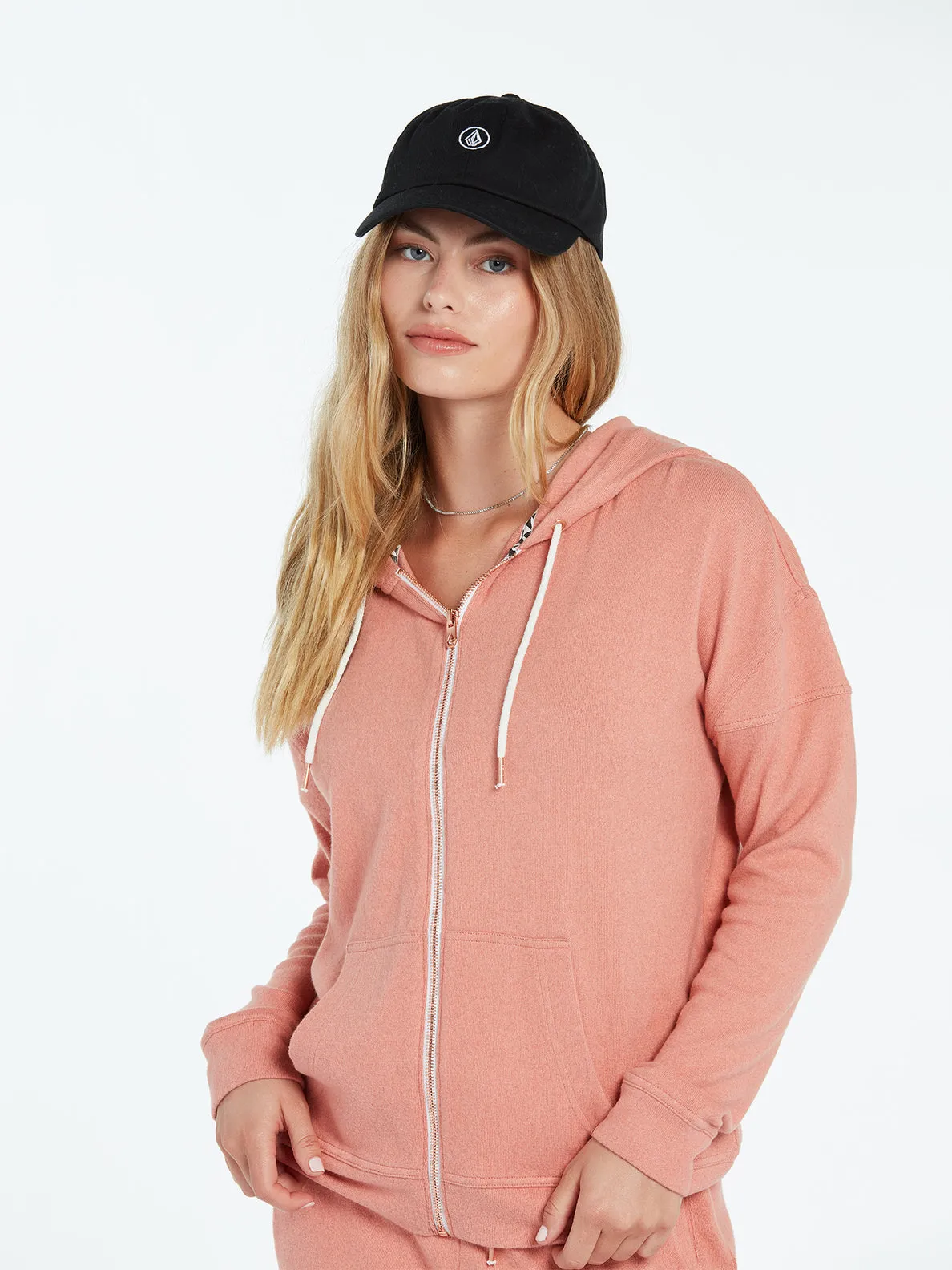 Volcom LIL Zip Fleece Sweatshirt-Light Mauve