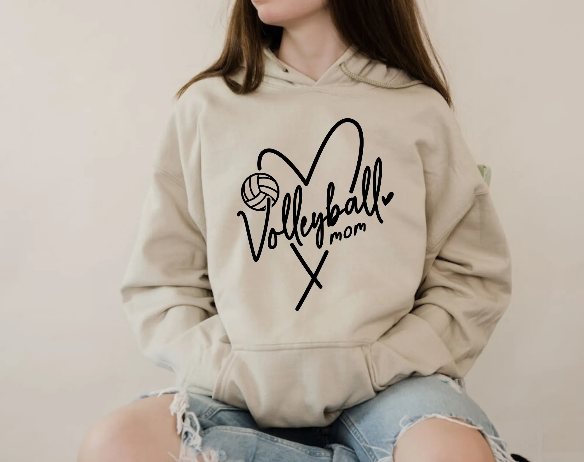 Volleyball Mom Heart Hoodie Sweatshirt