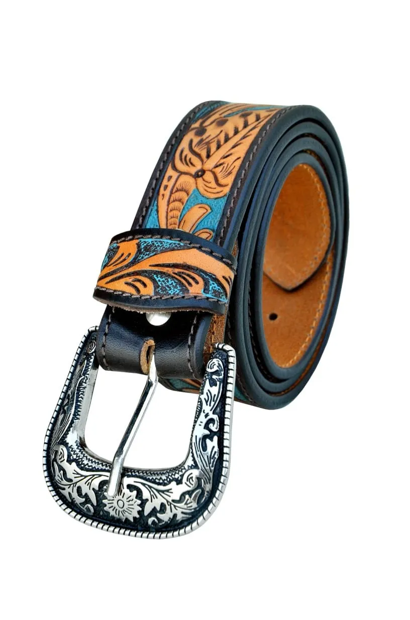 Western Genuine Leather Belt with Removable Buckle 30AB104