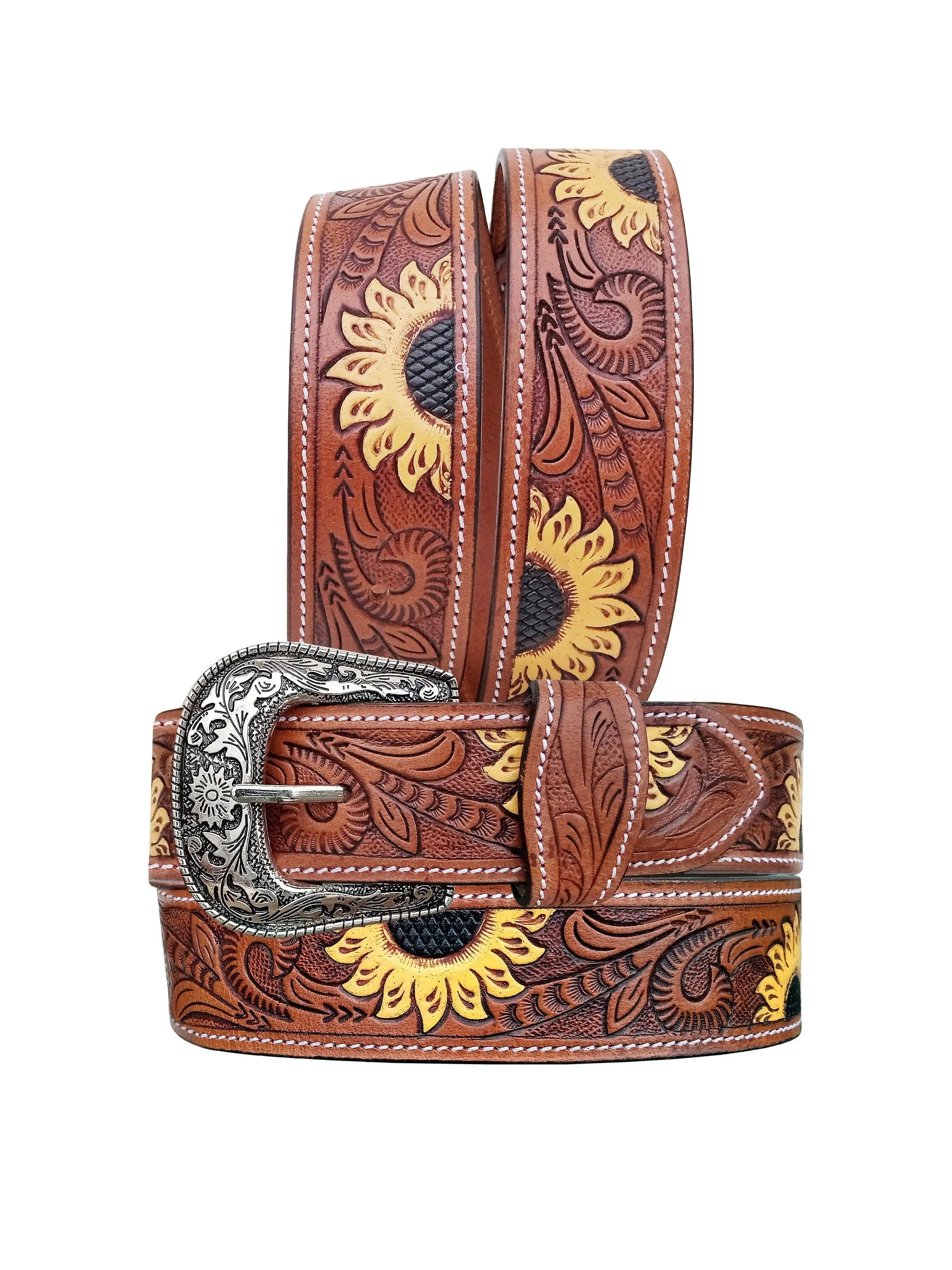 Western Genuine Leather Belt with Removable Buckle 30AB113