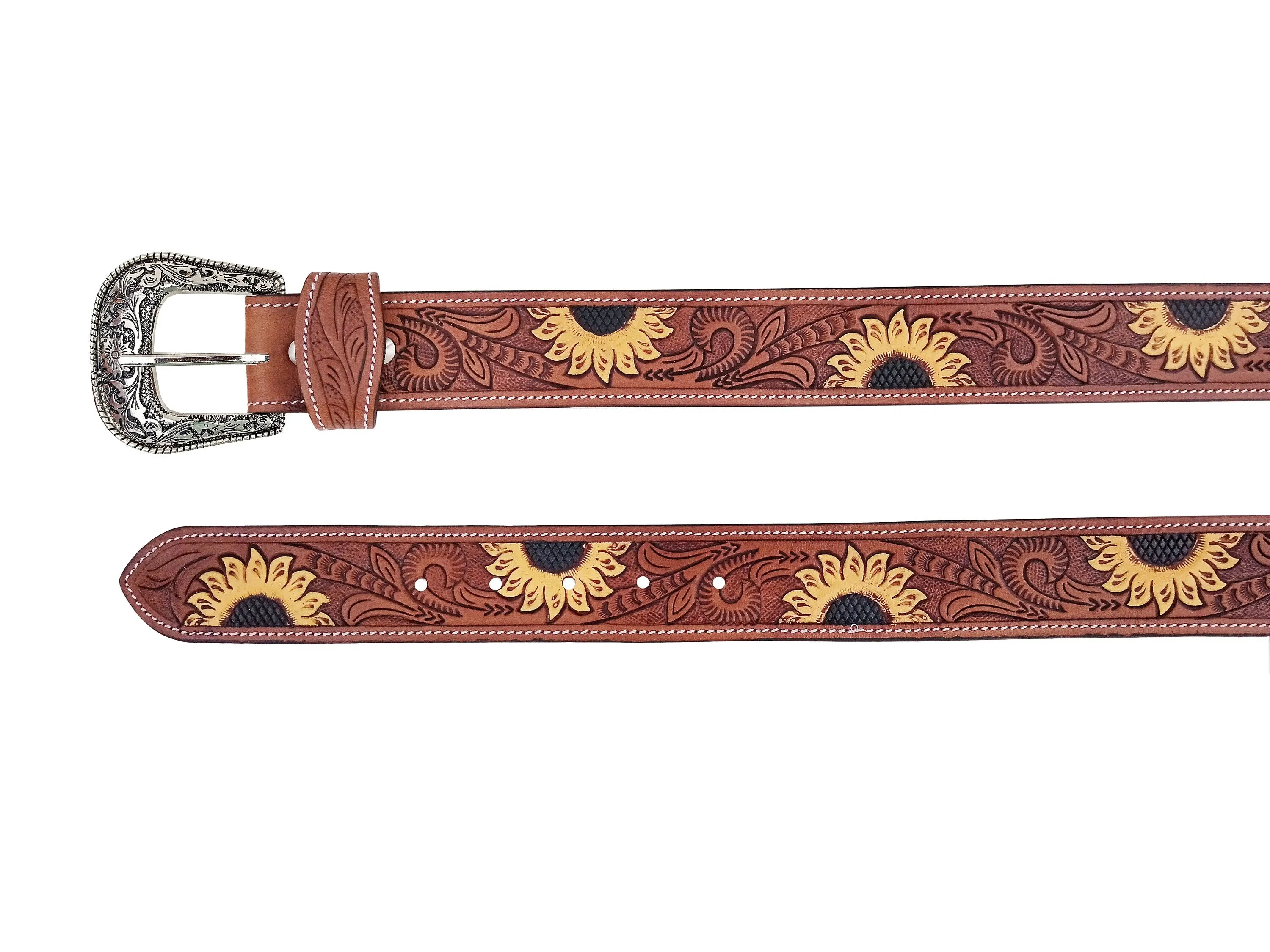 Western Genuine Leather Belt with Removable Buckle 30AB113