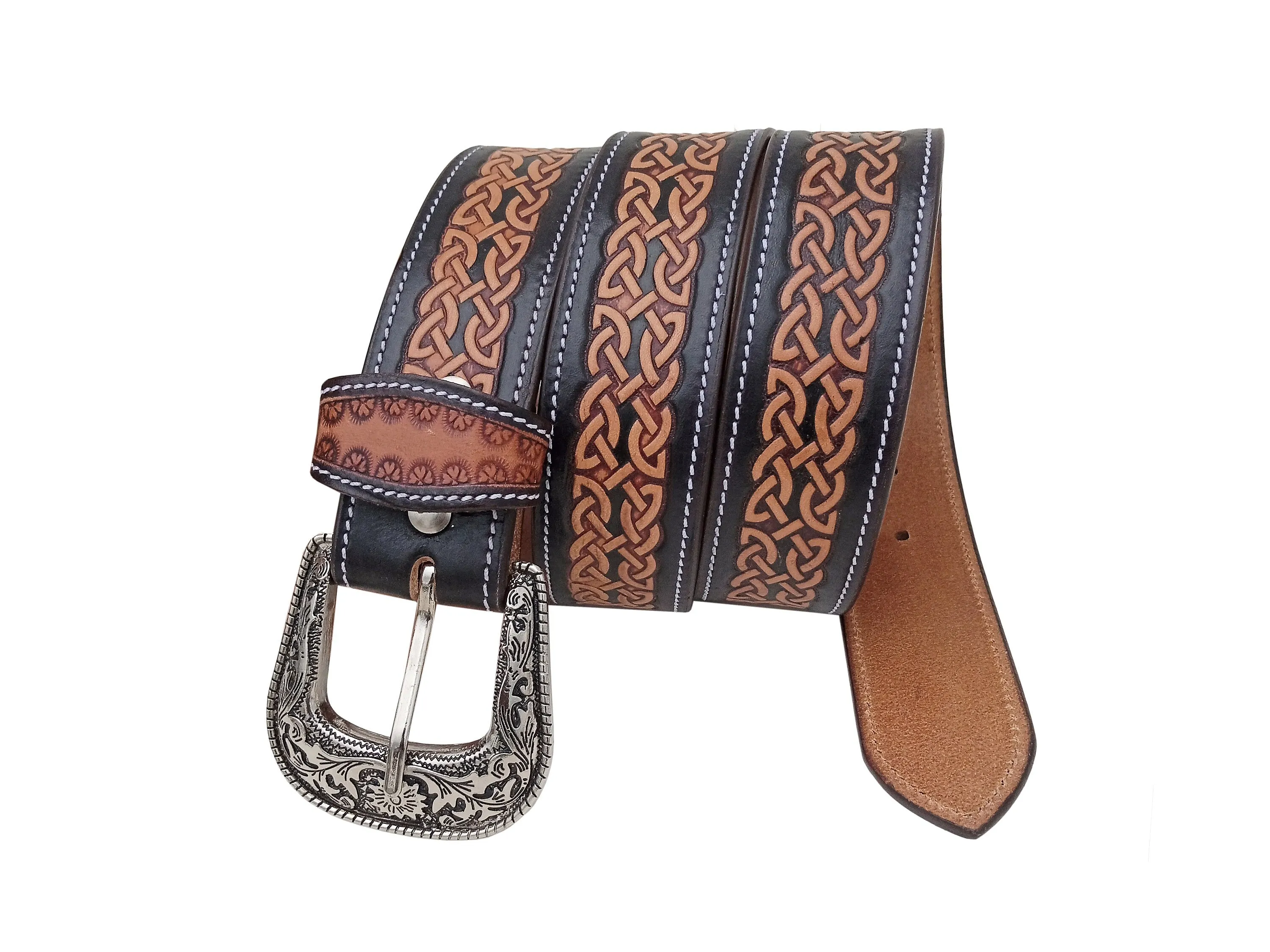 Western Genuine Leather Belt with Removable Buckle 30AB117