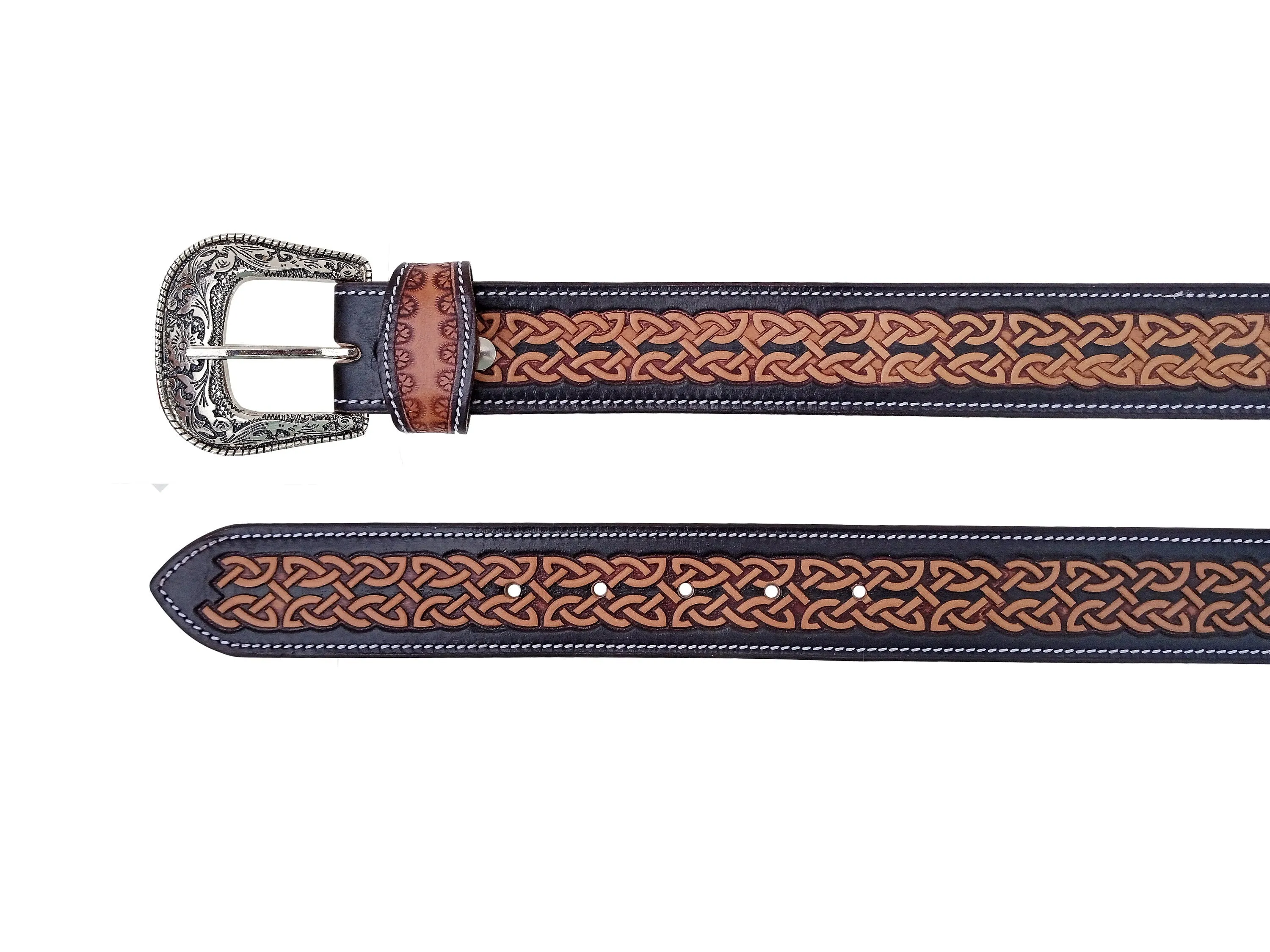 Western Genuine Leather Belt with Removable Buckle 30AB117