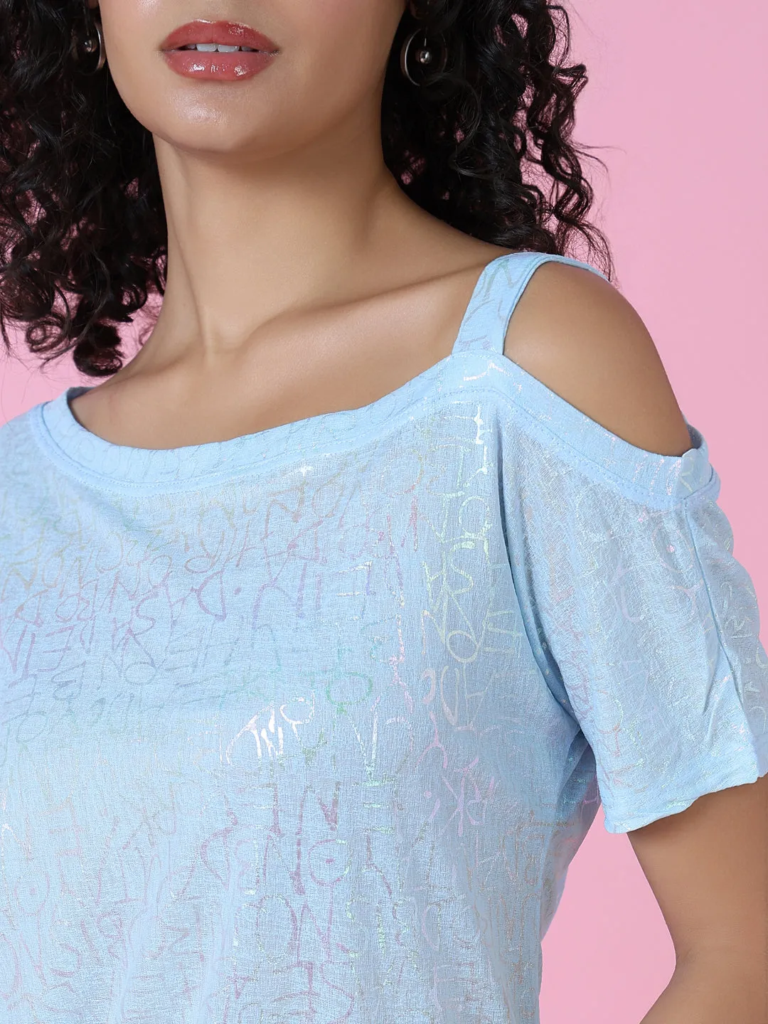 Women Blue Graphic Top