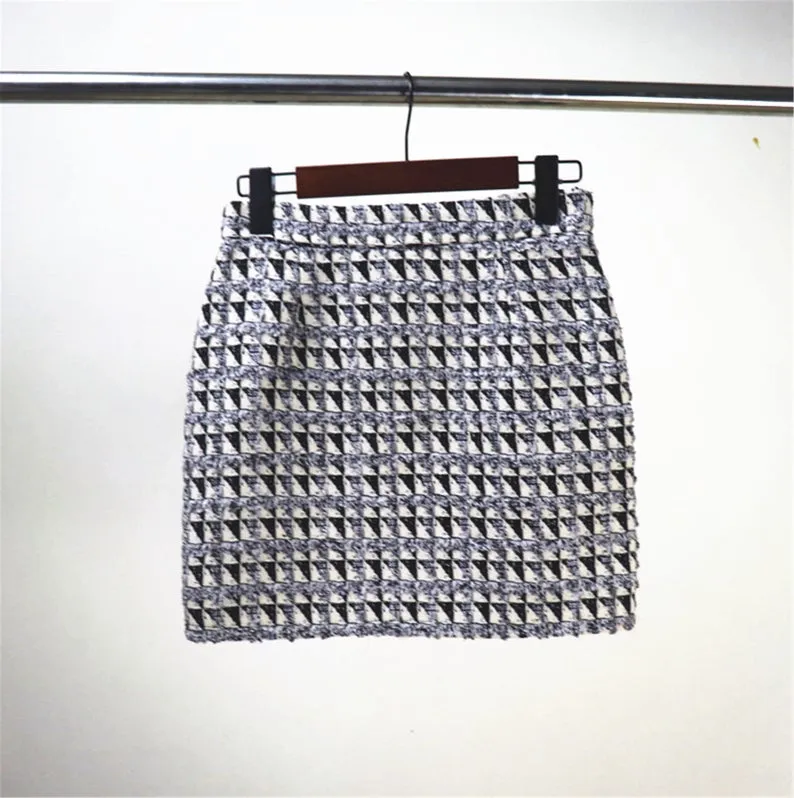 Women CUSTOM MADE Classic Houndstooth Tweed Jacket Coat Blazer  Skirts