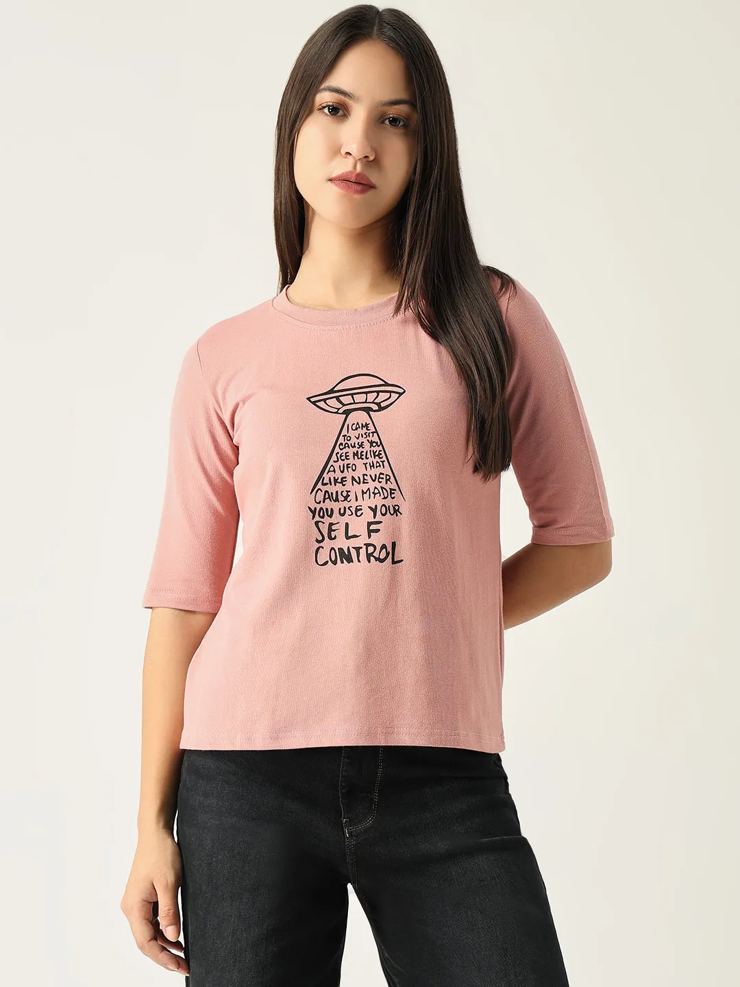 Women Graphic Peach T Shirt