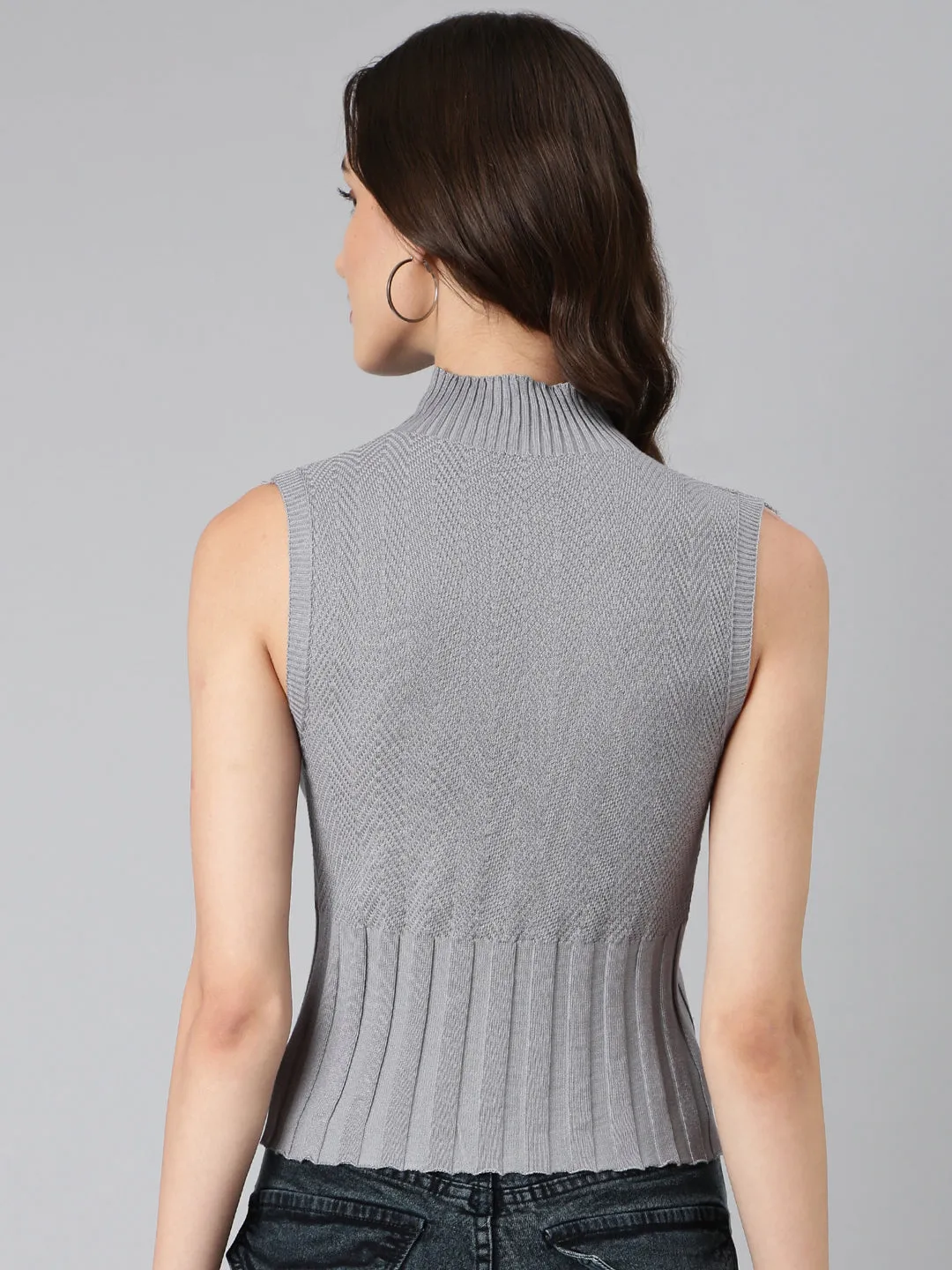 Women Grey Textured Top