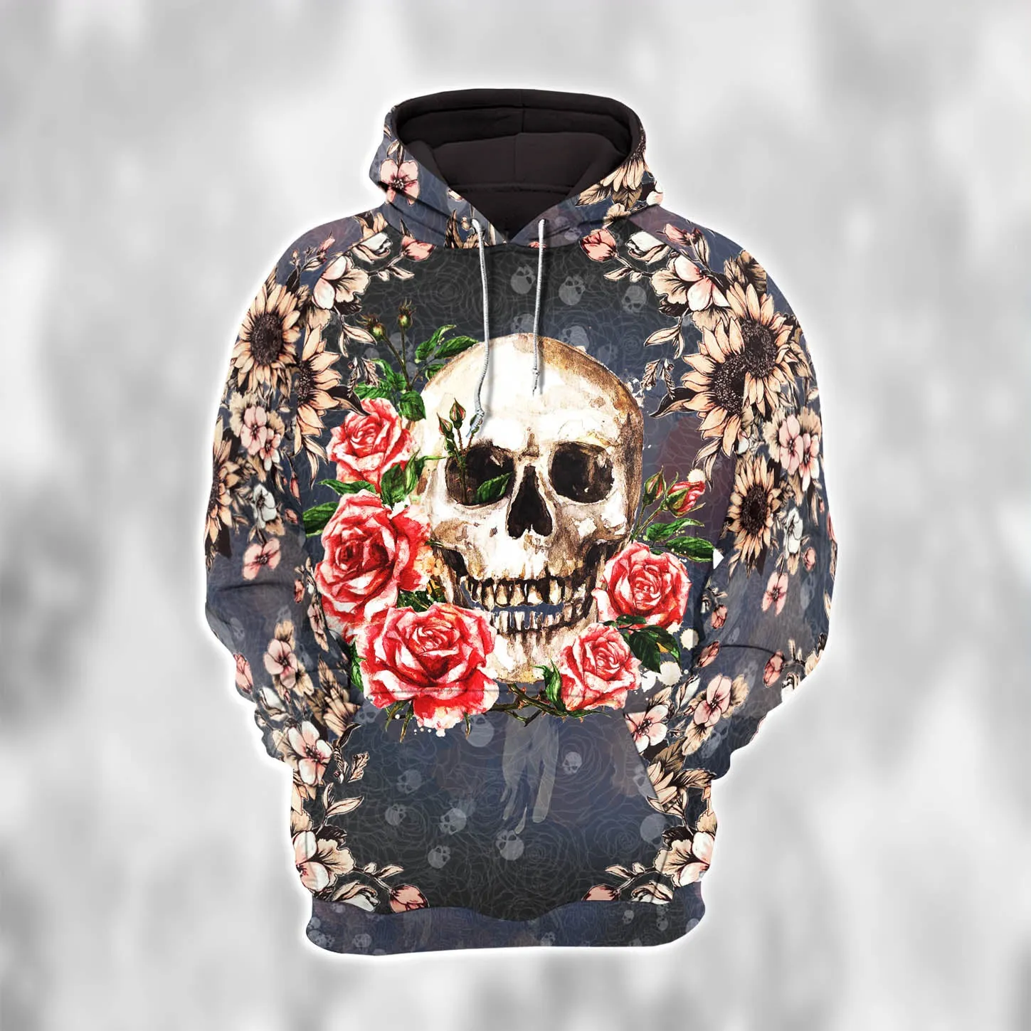 Women Hoodie and Leggings, Retro Skull Flower Outwear Pants Outfit