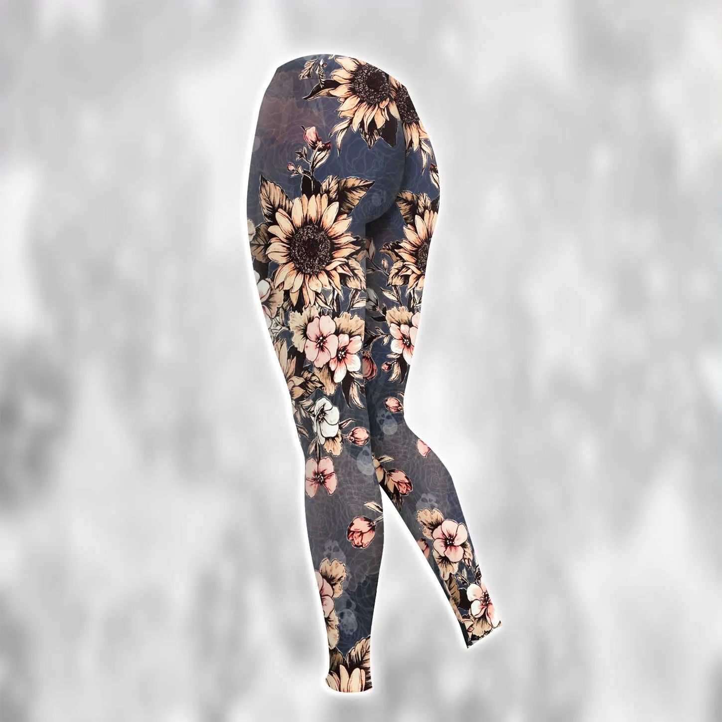 Women Hoodie and Leggings, Retro Skull Flower Outwear Pants Outfit