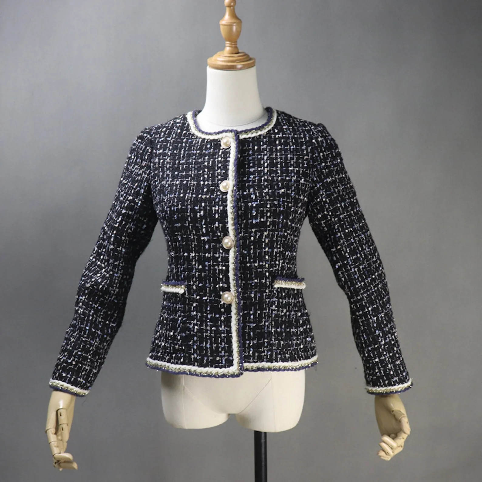 Women's Checked Jacket Coat Blazer CUSTOM MADE Pearl Buttons