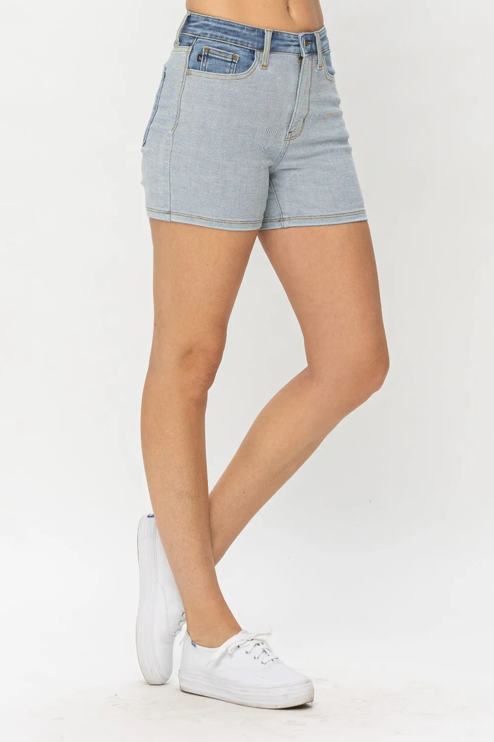 Women's Color Block Denim Shorts