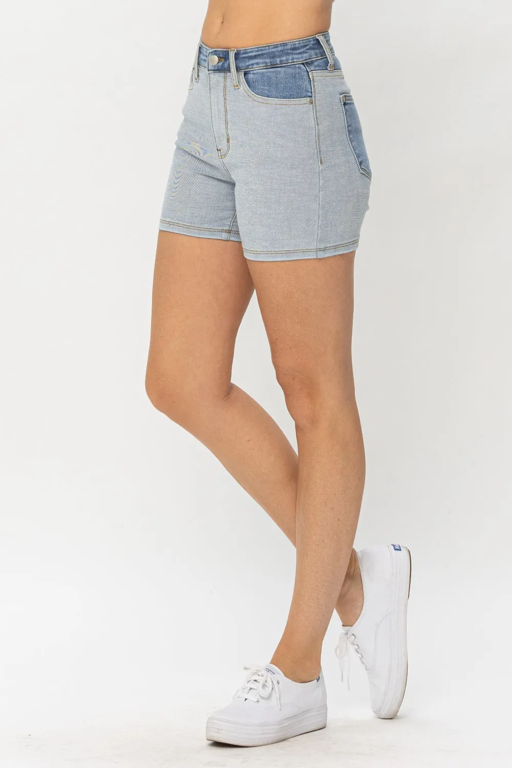 Women's Color Block Denim Shorts