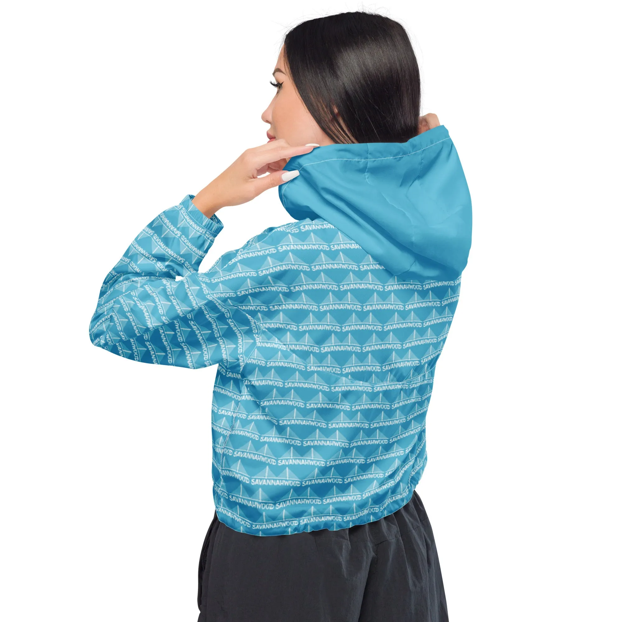 Women’s cropped windbreaker Blue and White