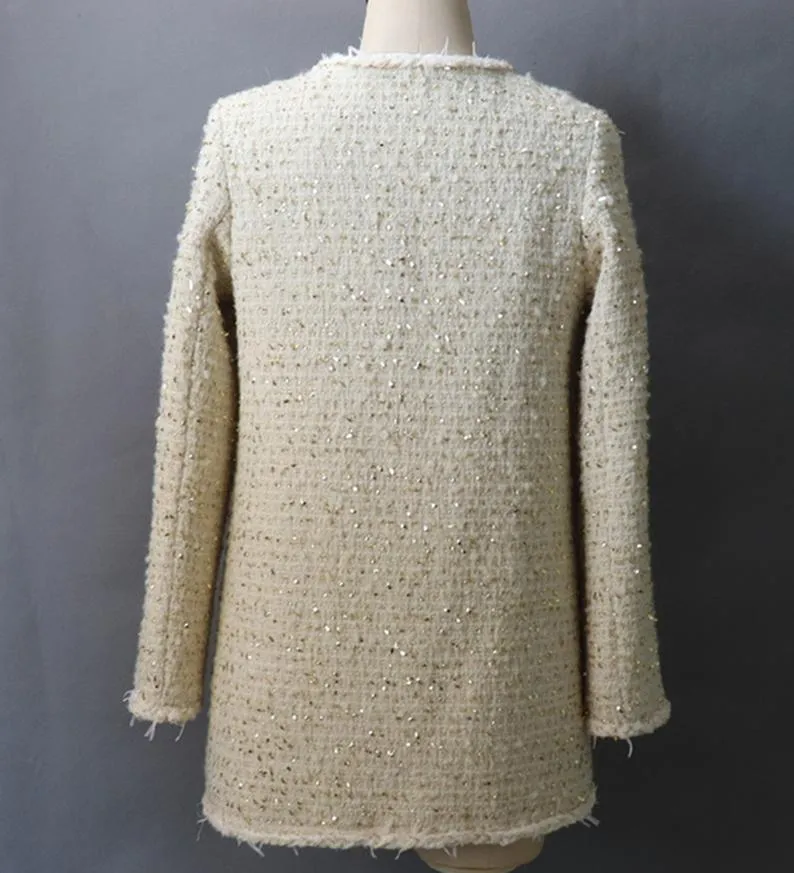 Women's Designer Inspired CUSTOM MADE Gold Tweed Coat