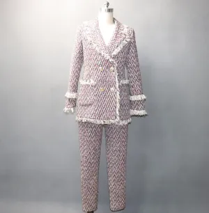 Women's Designer Inspired CUSTOM MADE Tassel Tweed Jacket Coat Blazer Trousers