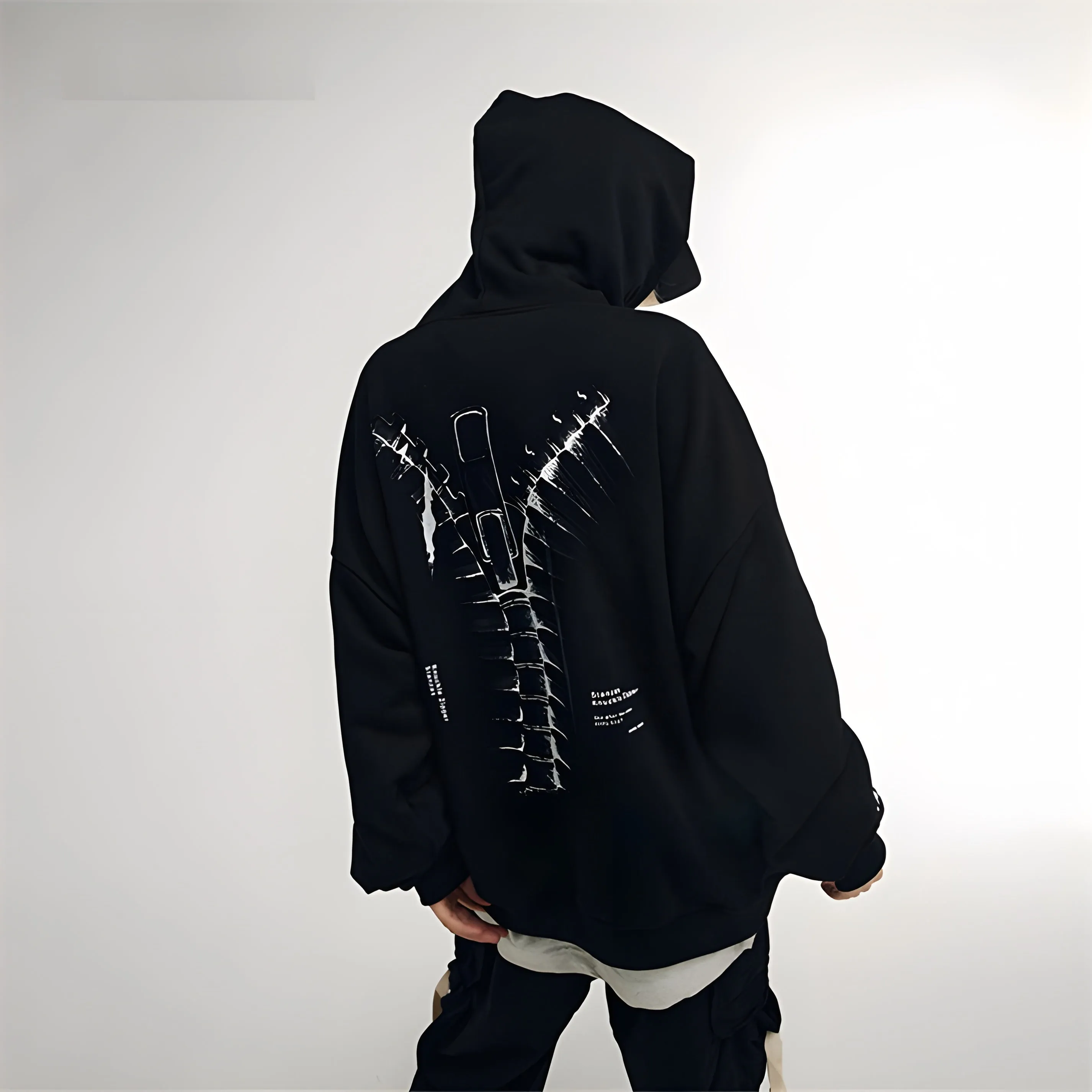 Women's Goth Hoodie with Backbone Zipper