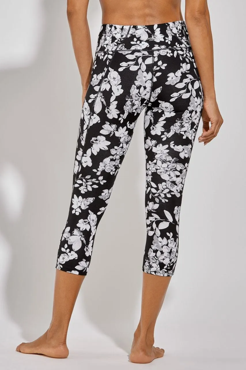 Women's High-Rise Asana Yoga Capris | Black Dynamic Floral