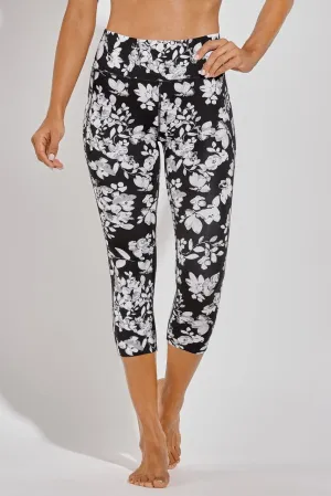 Women's High-Rise Asana Yoga Capris | Black Dynamic Floral