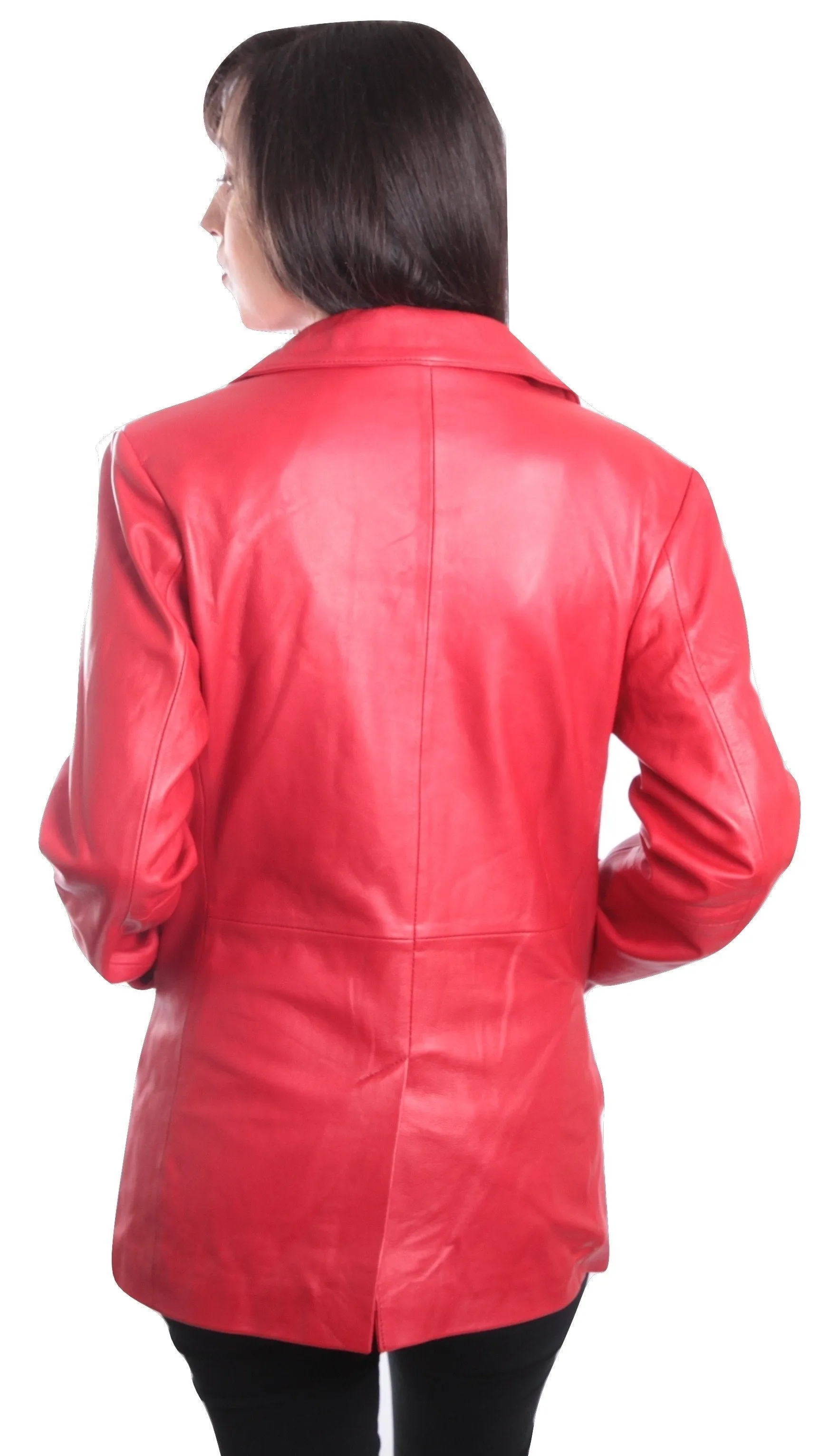 Womens Lipstick Red Hot 3 Button Leather Blazer