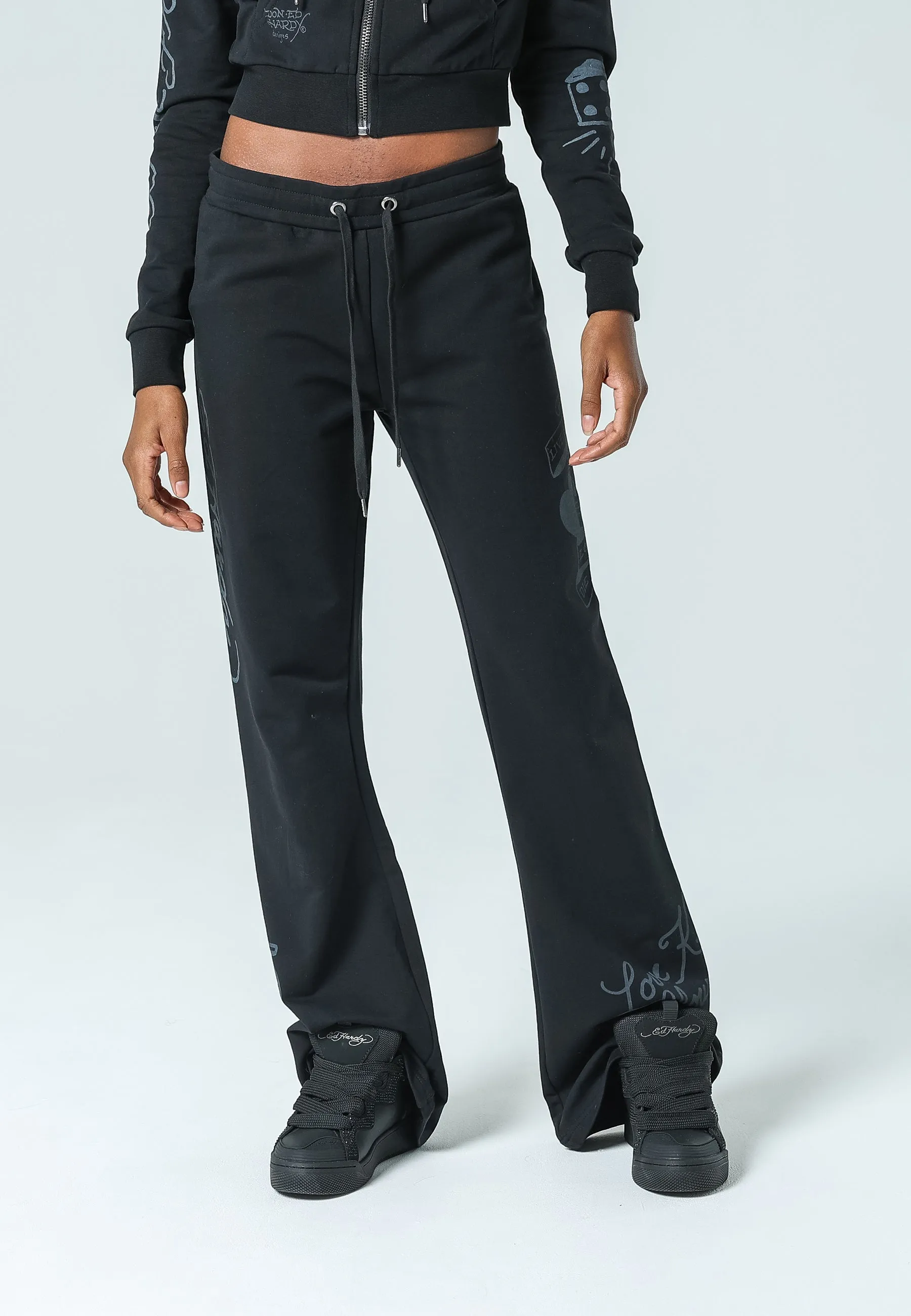 Womens Live-Fast-Slow Flared Trousers -  Black