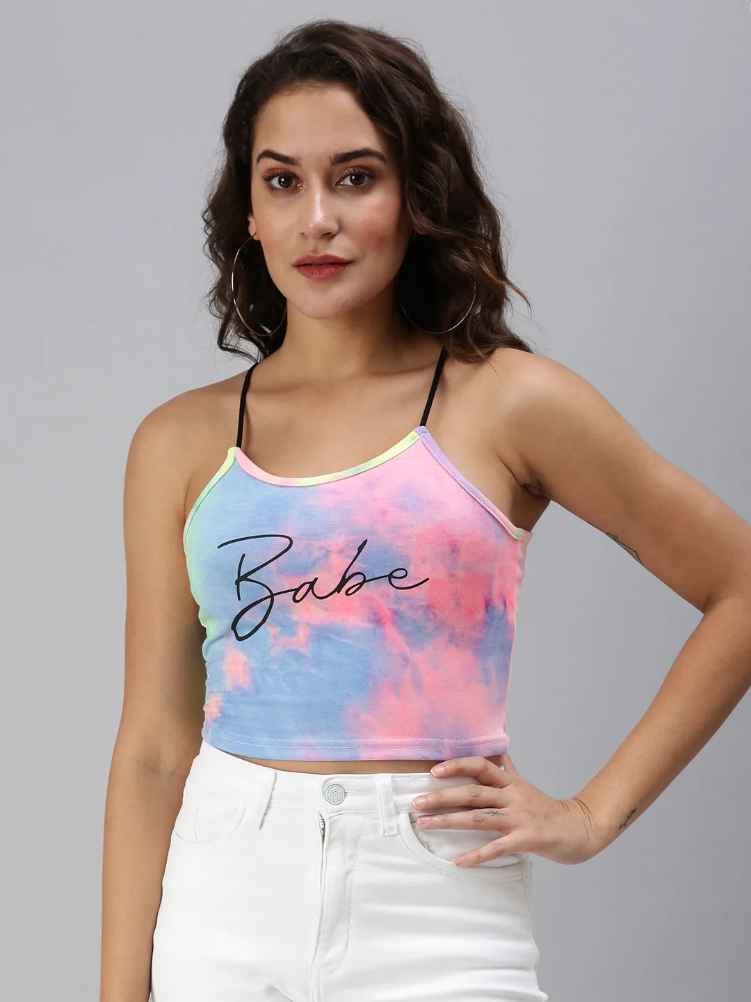 Women's Multi Typographic Crop Top