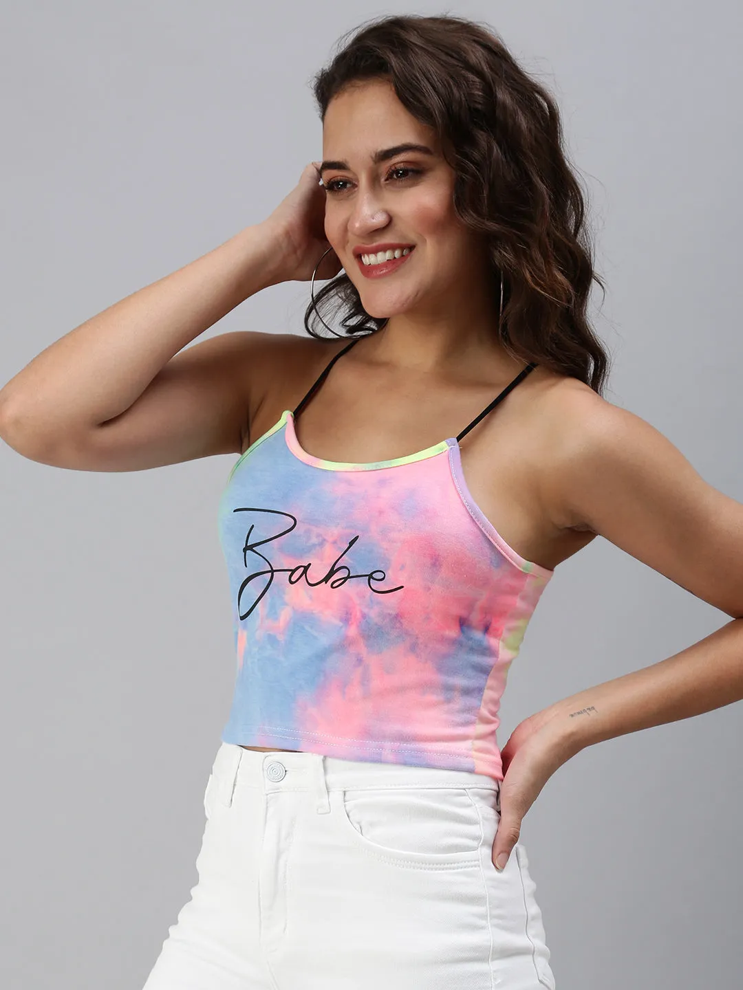 Women's Multi Typographic Crop Top