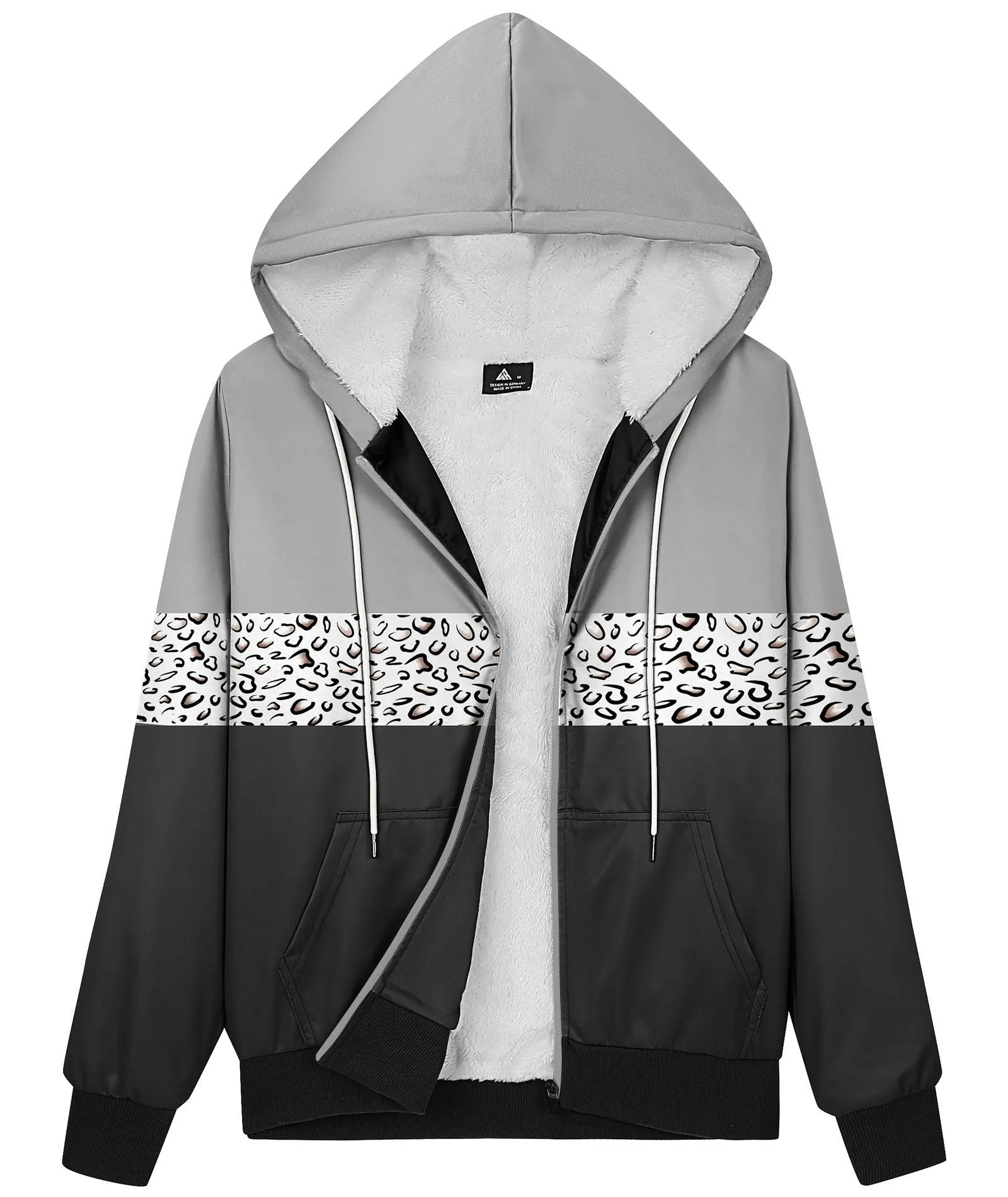 Women's Printed Fleece Lined Drawstring Hoodie-ZPK006152