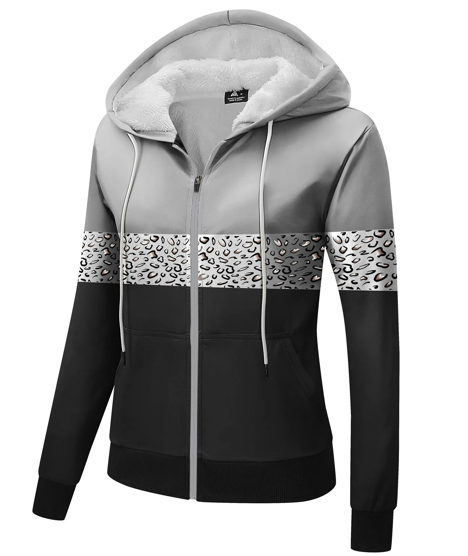 Women's Printed Fleece Lined Drawstring Hoodie-ZPK006152