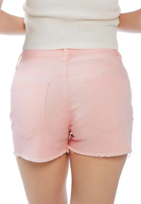 Womens Raw Hem Denim Shorts