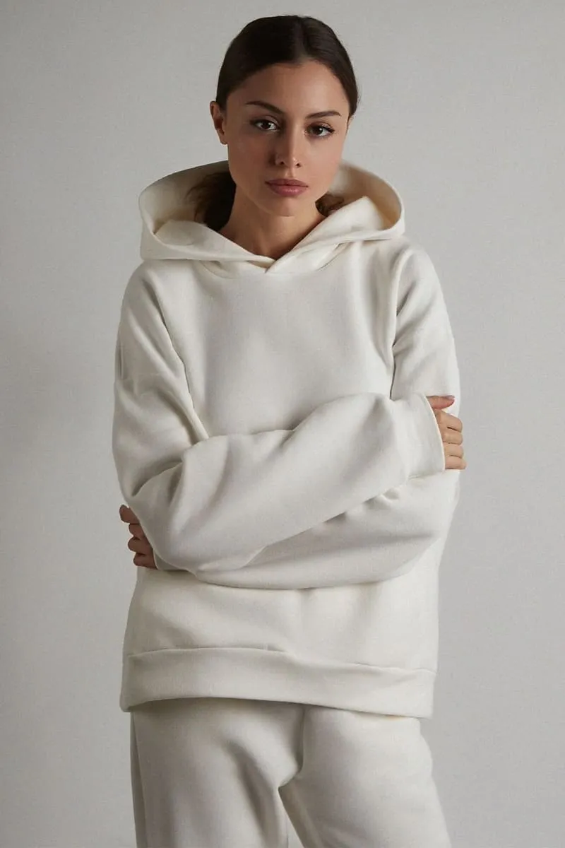 Women's White Hooded Loungewear Set