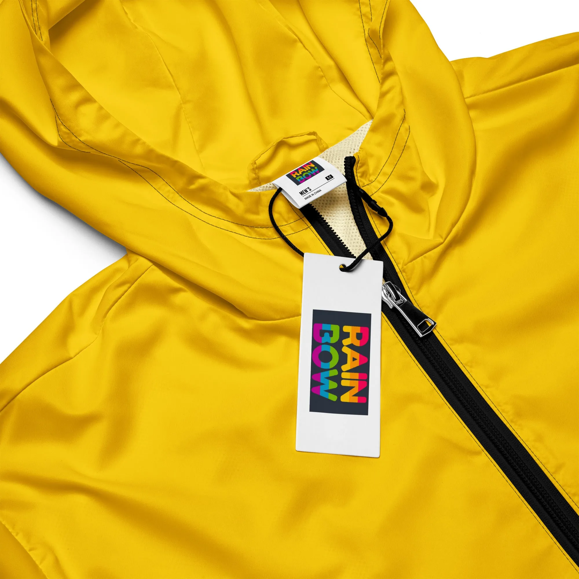 Yellow Windbreaker With Rainbow Pride Inside