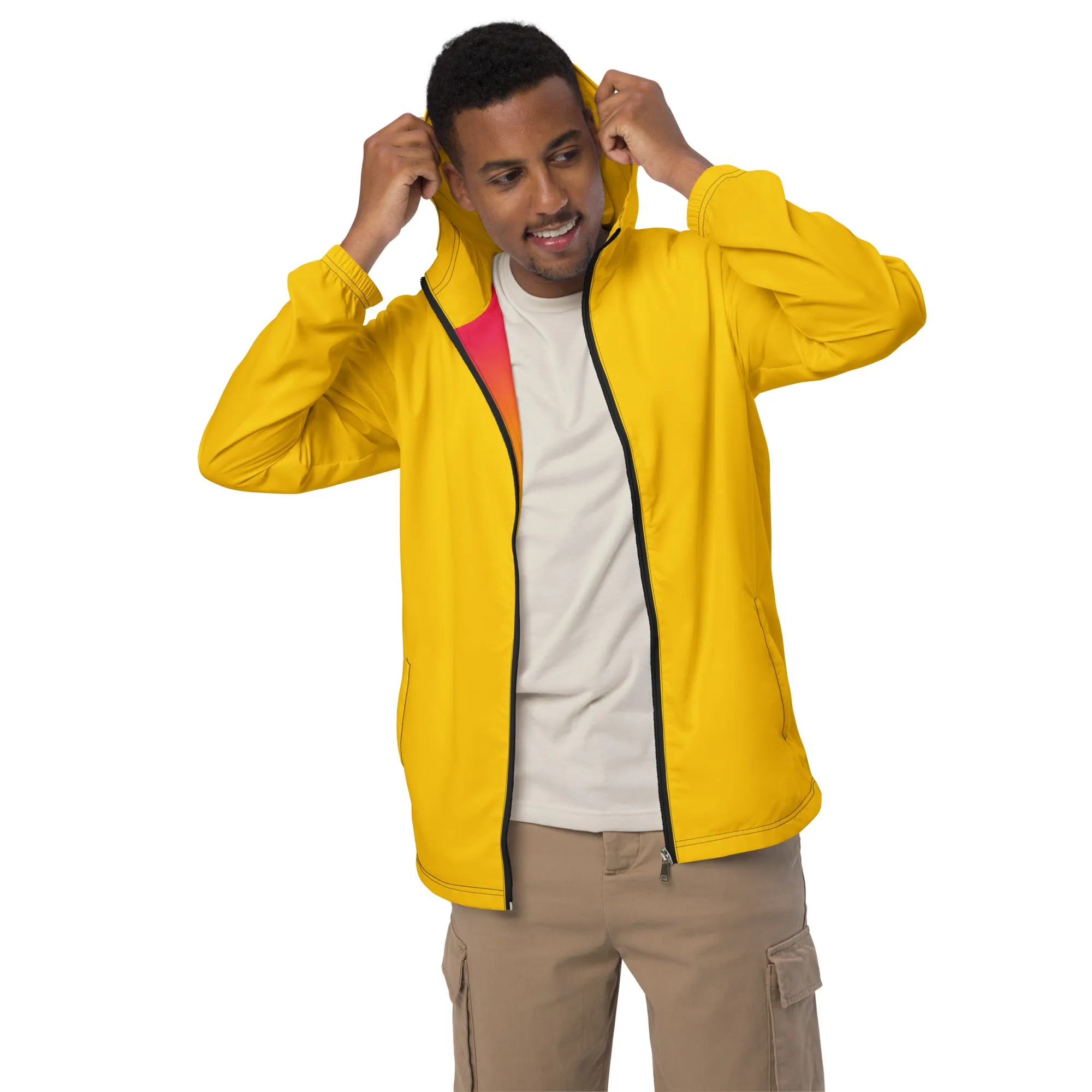 Yellow Windbreaker With Rainbow Pride Inside