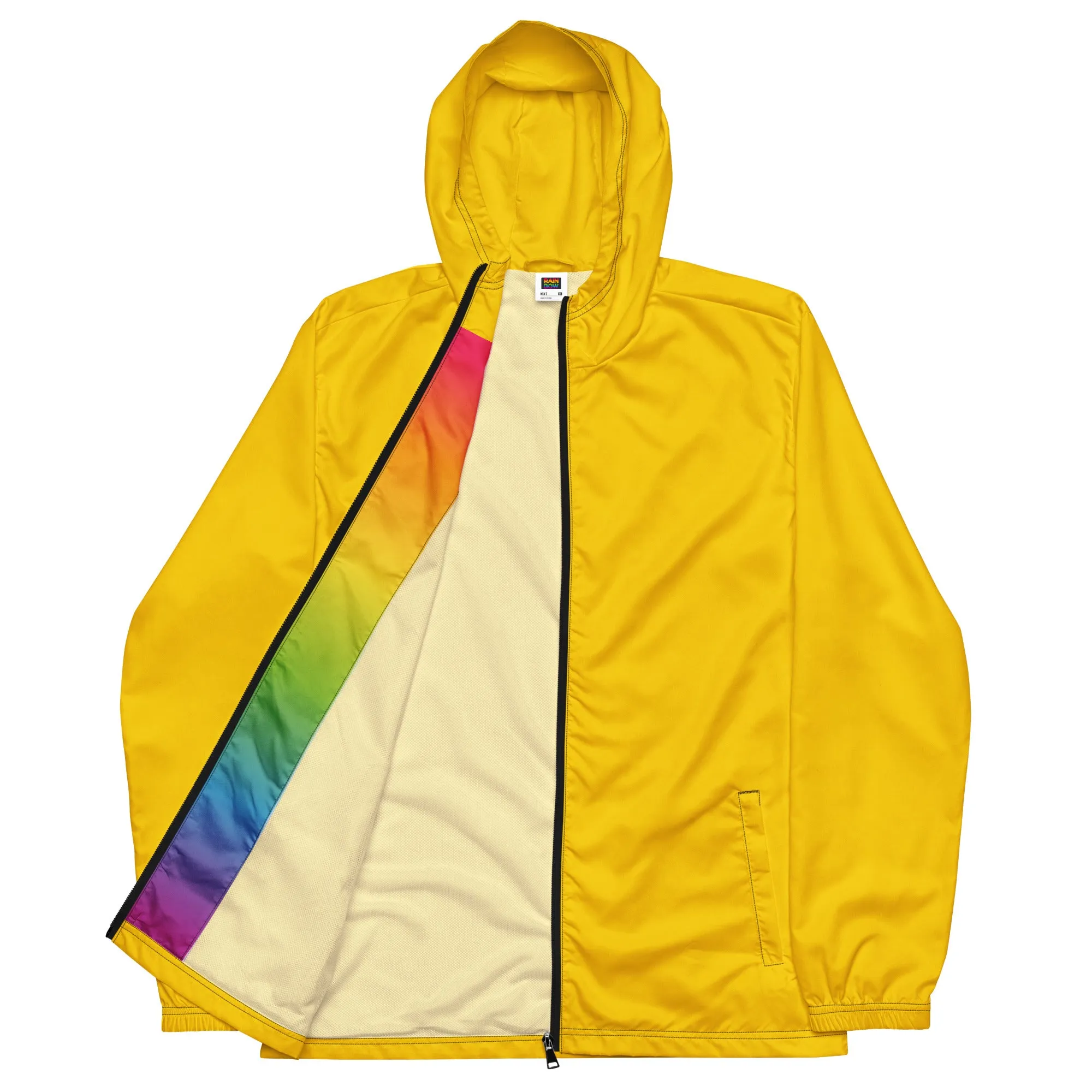 Yellow Windbreaker With Rainbow Pride Inside