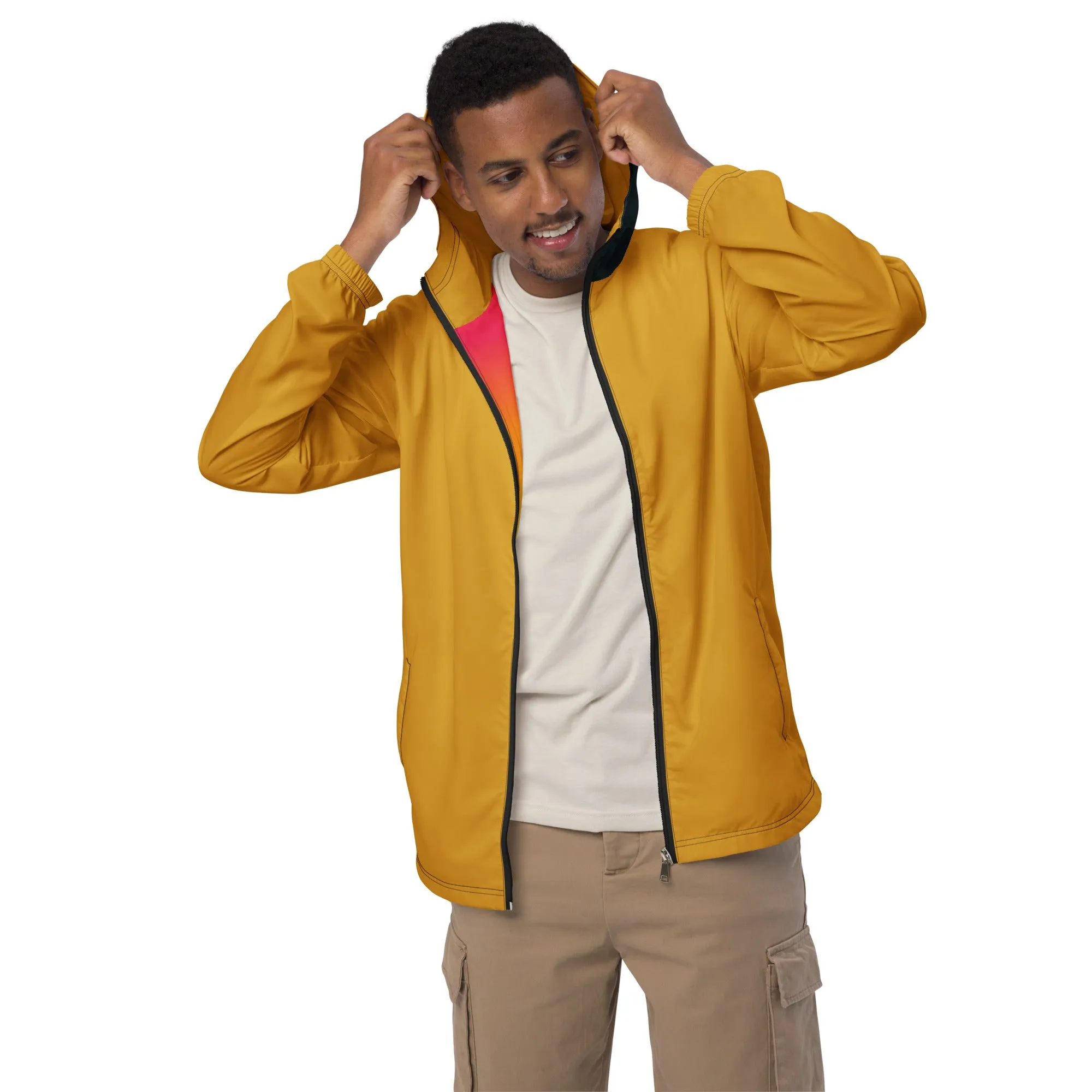 Yellow With Midnight Blue Hood Windbreaker