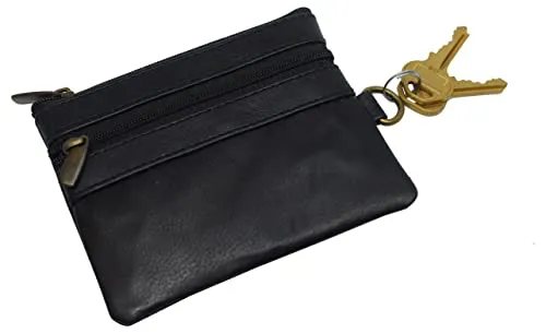 Zip ID Case Card Holder Slim Coin Purse Wallet Change Pouch with Key Chain